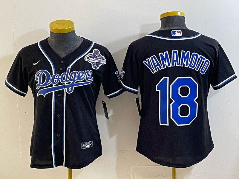 Youth 2026 Los Angeles Dodgers #18 Yamamoto Black Game Nike MLB Jersey style 0012